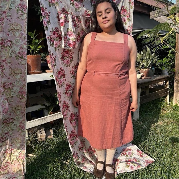 Liz Claiborne Dresses & Skirts - Muted pink linen pinafore dress